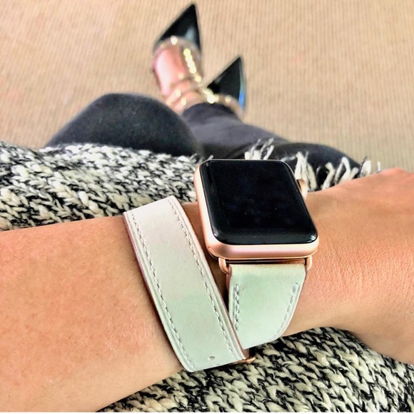 GOLD Black Apple Watch Band Strap Leather New - Picture 2 of 4